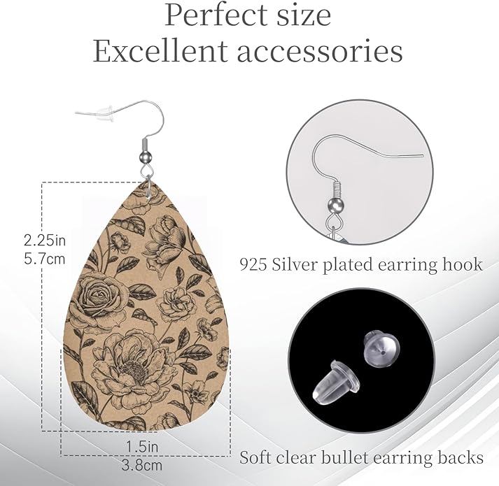 Teardrop Style Leather Earrings Outer Layer Silver Plating Hypoallergenic, Fashion Accessories Suitble Casual Outfits Parties Daily Wear for Sister Mom Wife Friends