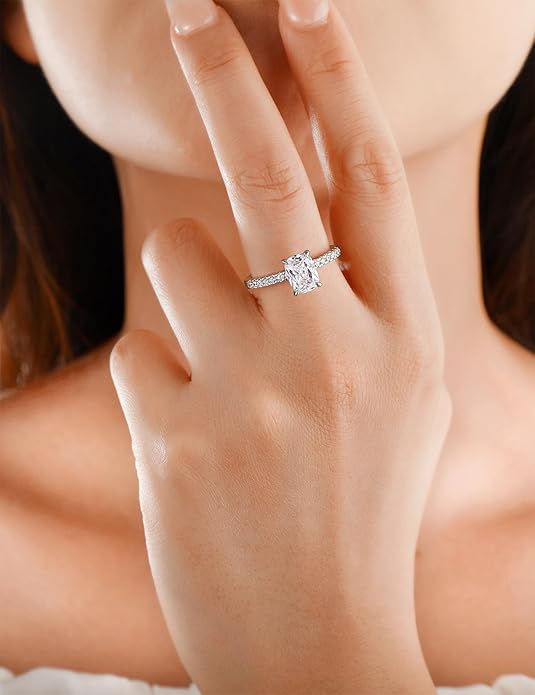 Elspeth 925 Sterling Silver Engagement Ring for Women Oval/Radiant/Pear/Princess/RoundCut Cubic Zirconia Promise Ring Size 4-10