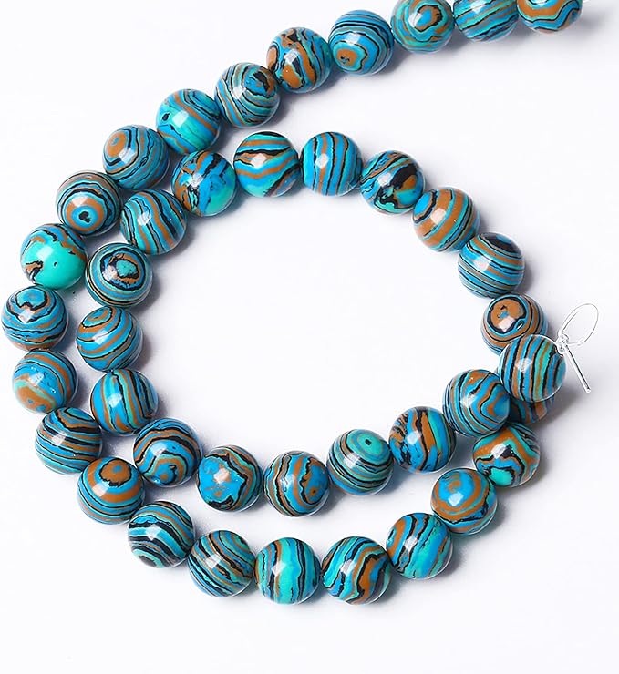 61PCS 6mm Natural Blue Malachite Stone Beads Round Loose Gemstone Beads for Jewelry Making DIY Bracelet Necklace 15 Inch,Energy Stone Healing Power