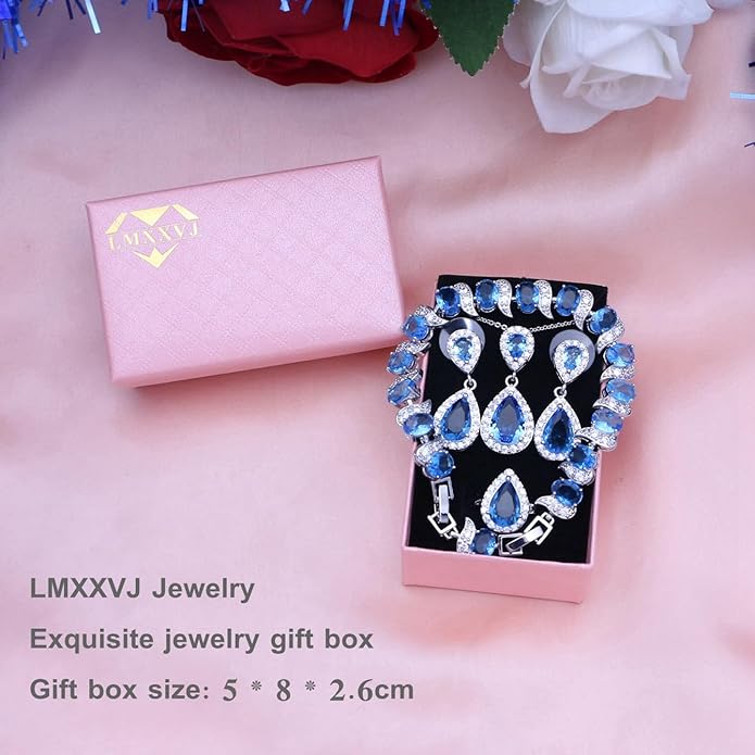 LMXXVJ Teardrop Jewelry Set for Women，Necklace Earrings Adjustable Ring Bracelet Set Fashion Formal Platinum/Gold/Rose Gold Jewelry Gift Girl/Mom/Wife/Grandmother/Best Friend/Aunt