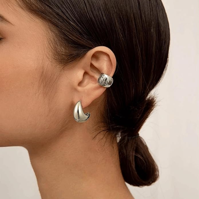Gacimy Chunky Earrings for Women, Teardrop Earrings with 925 Sterling Silver Post, 14K Gold Plated Statement Drop for Women