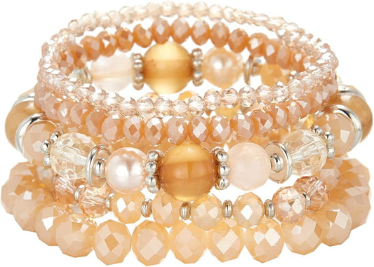 Noessla Beaded Boho Stretch Bracelet Colorful Stackable Crystal Beads Bracelets Trendy Costume Jewelry Mothers Day Gifts for Women