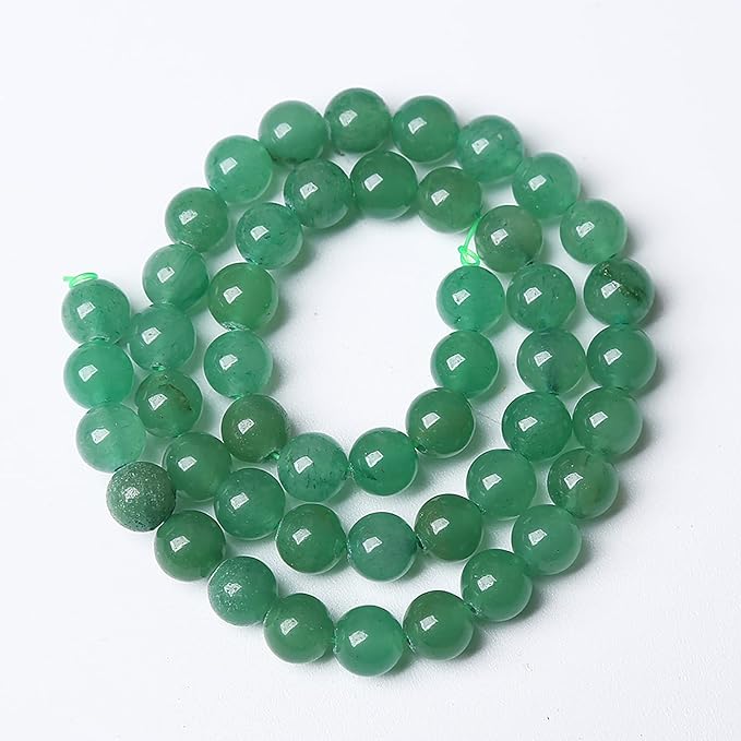 38pcs 10mm Natural Green Aventurine Beads Semi Precious Round Smooth Gemstones Beads for Jewelry Making DIY Necklaces Bracelets