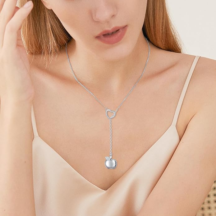 Long Necklace Sterling Silver Larait Bar Y Lariat Long Chain Drop Adjustable Necklace Gift for Her, 30"