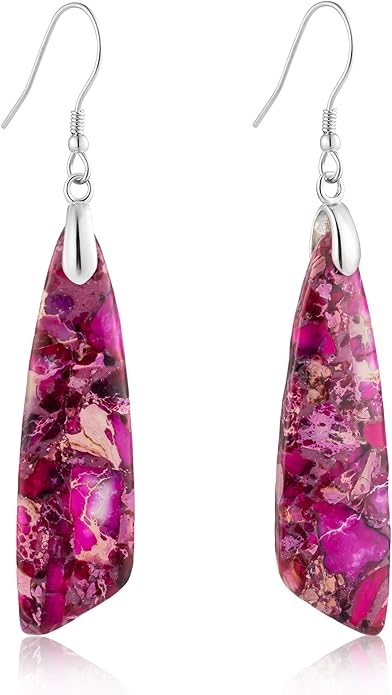 SELOVO Jasper Stone Earrings for Women Trendy Dangle Earrings Fishhook Drop Earrings
