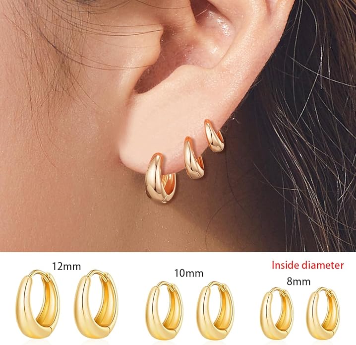 9 Pairs Chunky Gold Earrings Set for Women Trendy Lightweight Gold Plated Hoop Earrings Hypoallergenic Jewelry