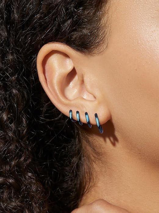 Small Gold Huggie Hoop Earrings Set for Women Men Hypoallergenic 14K Plated Stack Cartilage Earrings, Multiple Piercing Lightweight Mini Thin Cute Dainty Trendy Jewelry Set Christmas Gifts for Women