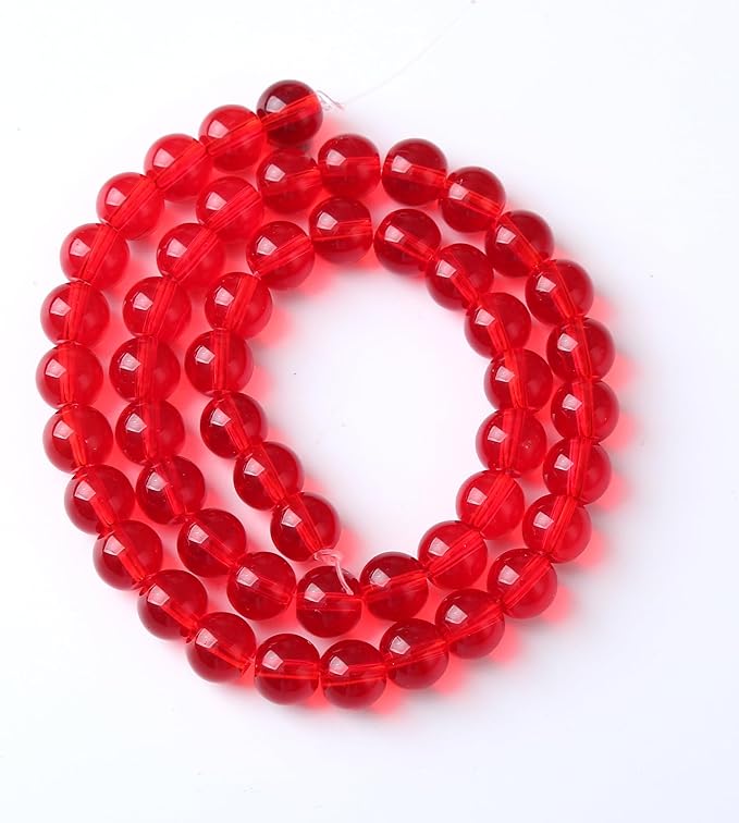 10mm 76pcs Red Glass Crystal Beads Stone for Jewelry Making Crystal Energy Healing Power Beads DIY Bracelet Necklace Accessories (Red Glass, 10mm)
