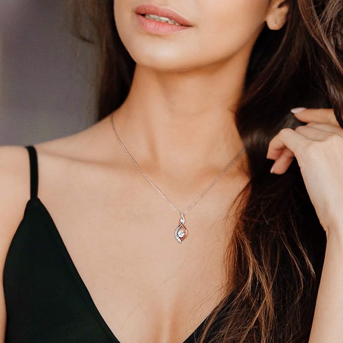 MISSLAN Necklaces for Women 925 Sterling Silver Womens Necklace Infinity Love Pendant Cubic Zirconia Necklace for Women