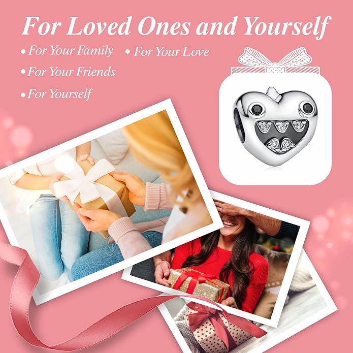 Family Mom Heart Charms 925 Sterling Silver Bead for Bracelets and Necklaces For Women Jewelry Present
