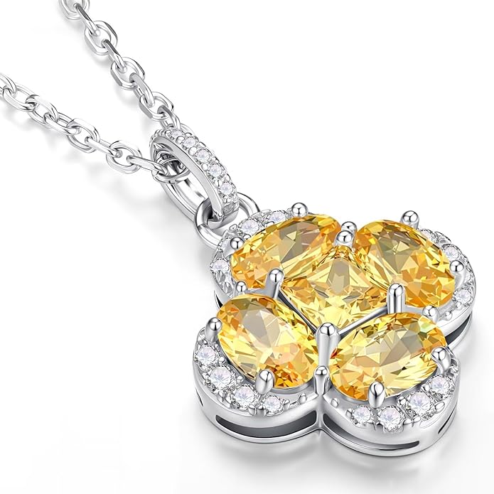 Iefil Valentines Day Gifts for Her - 925 Sterling Silver Birthstone Clover Necklace for Women, Anniversary Birthday Gifts for Wife Girlfriend Mom Daughter
