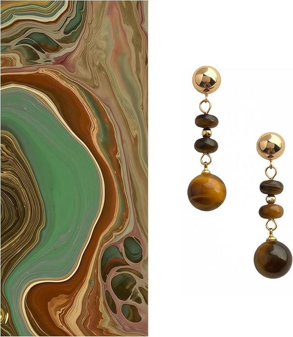 Hupplle Handmade Vintage Boho Dangle Earrings with Natural Stone Crystal Pearl Lightweight Hypoallergenic Elegant Jewelry Gifts for Women