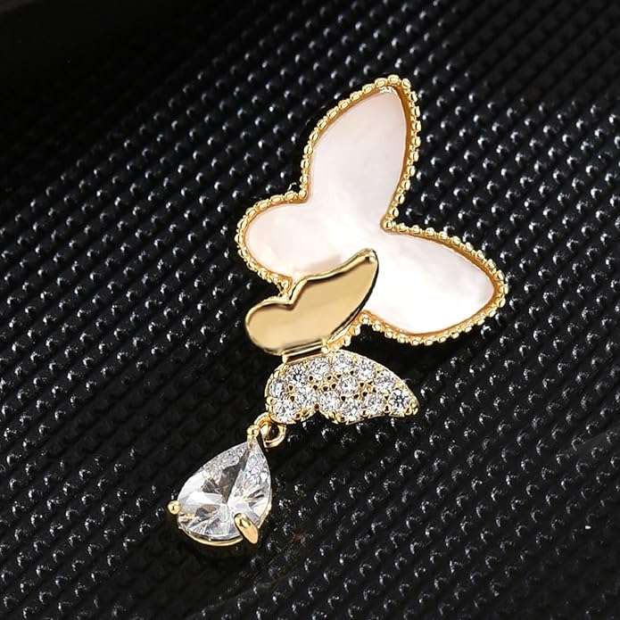 Pearl Flower Brooch for Women - Gold Plated Pearl Flower Pin Rhinestone Buttons Lapel Pin Jewelry - Valentine's Day Gift
