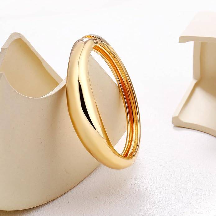Elegance 11 designs Gold Plated Cuff Bangle Bracelets For Women Set Chunky Trendy Gold Bracelet Minimalist Hinged Arm Cuff Jewelry Gift 2pcs