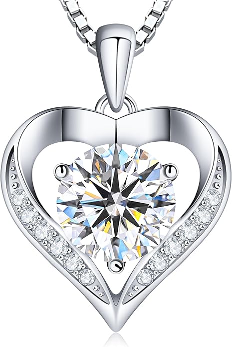 Gorgeous Moissanite Necklaces for Women - Valentine's Day Gifts for Wife Girlfriend, 925 Sterling Silver 1-3CT Moissanite Pendant Jewelry, Wedding Anniversary Birthday Christmas for Mom