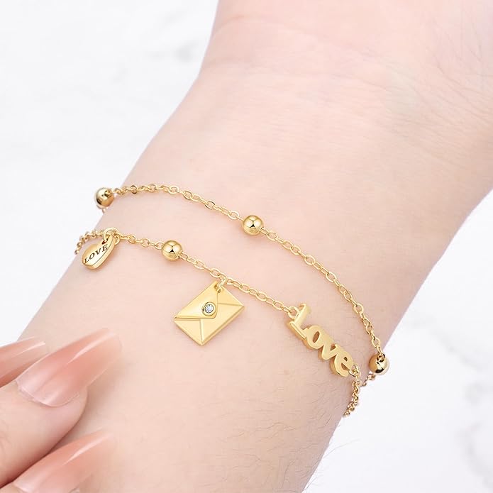 Women's 925 Sterling Silver Bracelet, Non Tarnish 18K Gold Plated Bracelets for Women, Dainty Chain Simple Jewelry Cute Handmade Minimalist for Gift