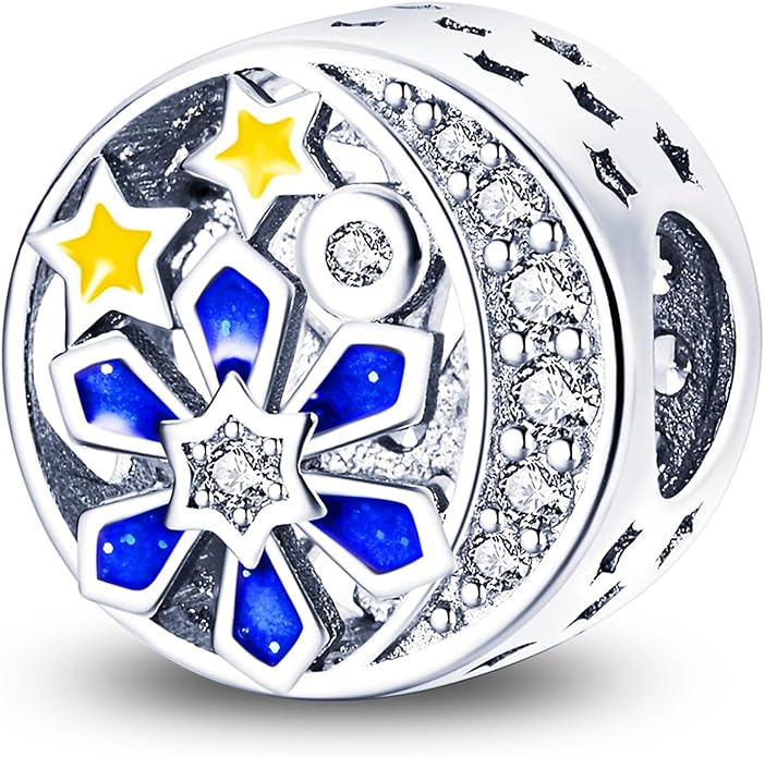 925 Sterling Silver Charms Bead for Bracelets Necklaces, Star Moon Crescent Sun Solar Pendent, Blue Ocean Starfish Shells Turtle Crab Starry Sea Cute Jewelry Birthday Gifts for Women Men