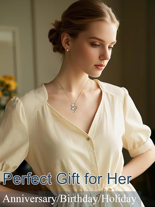 S925 Silver Moissanite Necklaces for Women, Anniversary Birthday Gifts for Wife Mom Her, Christmas Jewelry Gifts for Her, Moissanite Heart Pendant, Sunflower Heart Necklace