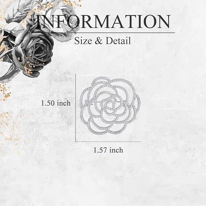 Flower Brooch for Women Rhinestone Flower Brooch Pins Floral Brooches Jewelry Gift for Mom Wife