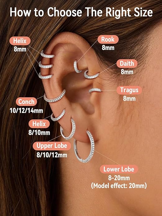 FaithHeart Sterling Silver Hoop Earrings for Women, Hypoallergenic Huggie Hoop Earrings Lightweight Small Cartilage Earrings Hoop Earring Dainty Everyday Earrings 6/8/10/12/14/15/16/18/20mm