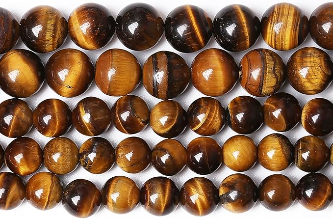 180PCS 4mm Natural Yellow Tiger Eye Stone Beads Semi Gemstone Round Loose Beads for Jewelry Making 32" 2 Strand DIY Bracelet Necklace Earrings
