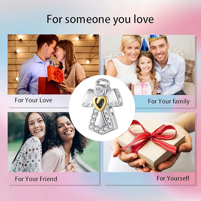 Birthday Fashion Love Heart Dangle Charm 925 Sterling Silver Charms fits Bracelets and Necklace Pendant Bead Charms Jewelry Present for Women Family Friends