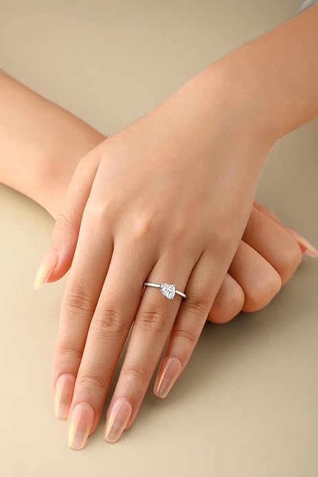 Elspeth 925 Sterling Silver Heart Engagement Ring for Women Heart Cut Cubic Zirconia Promise Ring Size 4-10