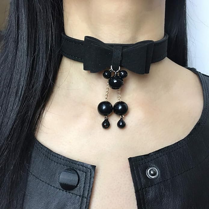 Bell Choker Collar Necklace Lolita Bow Collar Cat Kitty Velvet Necklace