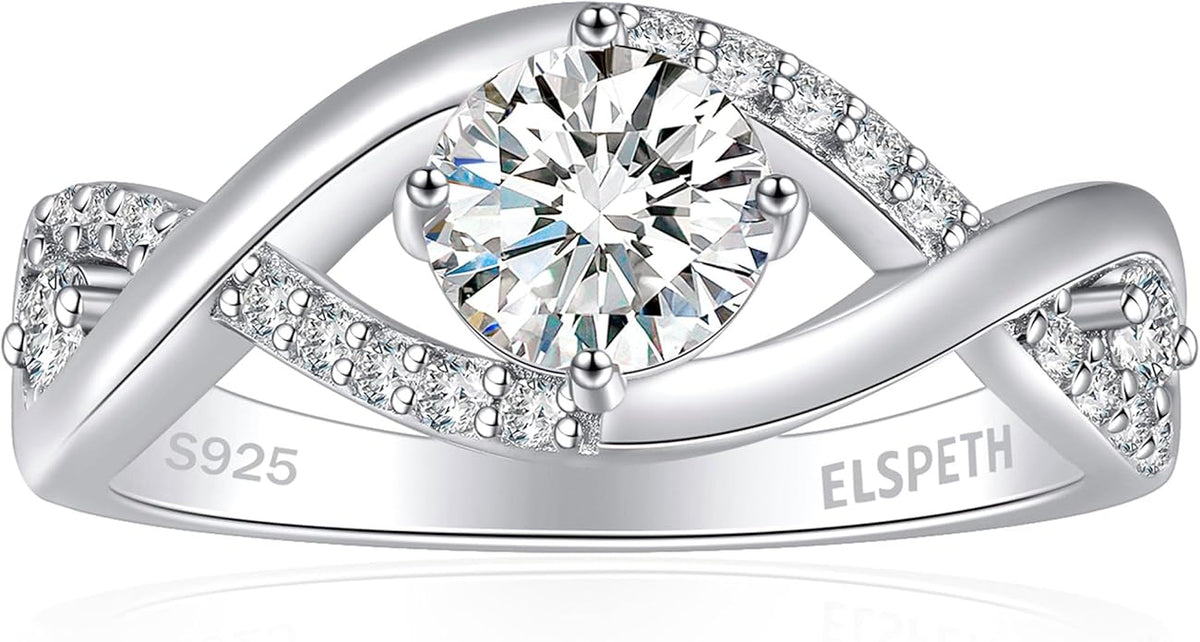 Elspeth 925 Sterling Silver Engagement Ring for Women Oval/Radiant/Pear/Princess/RoundCut Cubic Zirconia Promise Ring Size 4-10