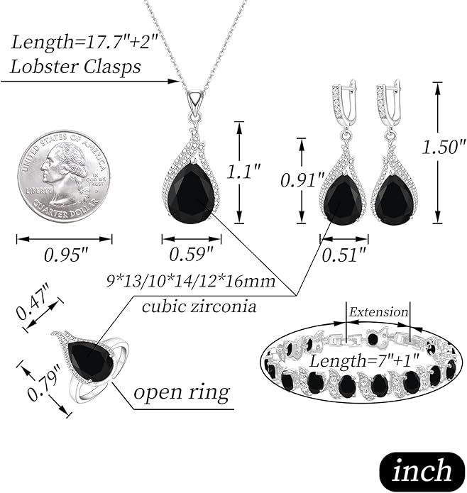 GZWHD Jewelry Set for Women CZ Earrings Necklace Ring Bracelet Set Prom Party Wedding Jewelry Gift for Mother Friend Wife