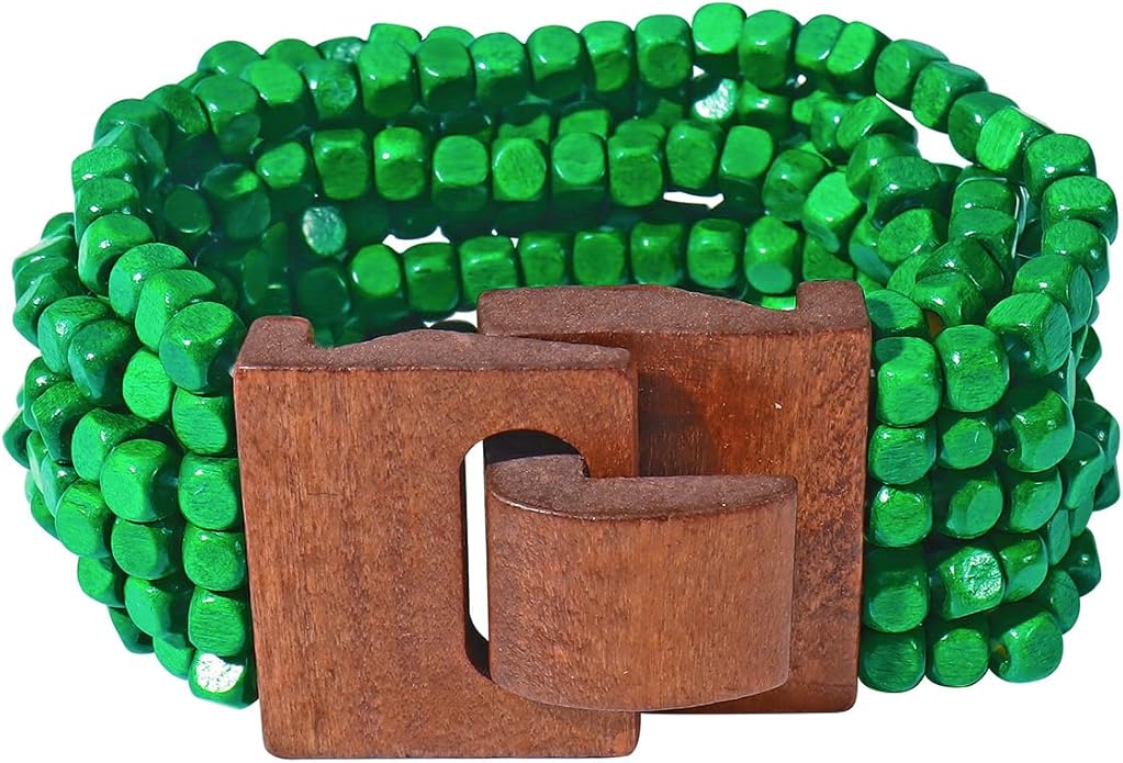 Coiris Boho Bangle Bracelets for Women Wooden Beaded Bracelets Chunky Bohemian Beach Bracelets Jewelry for Women