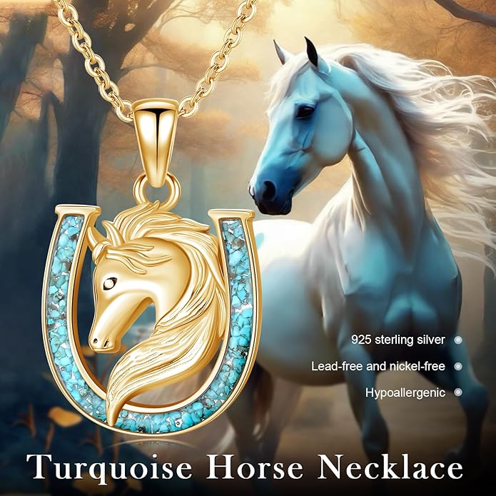 Western Cowboy Necklace 925 Sterling Silver Horseshoe Pendant Western Jewelry Cowgirl Gifts for Women Girlfriend Cowboy Cowgirl