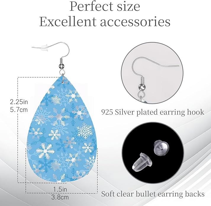 Teardrop Style Leather Earrings Outer Layer Silver Plating Hypoallergenic, Fashion Accessories Suitble Casual Outfits Parties Daily Wear for Sister Mom Wife Friends