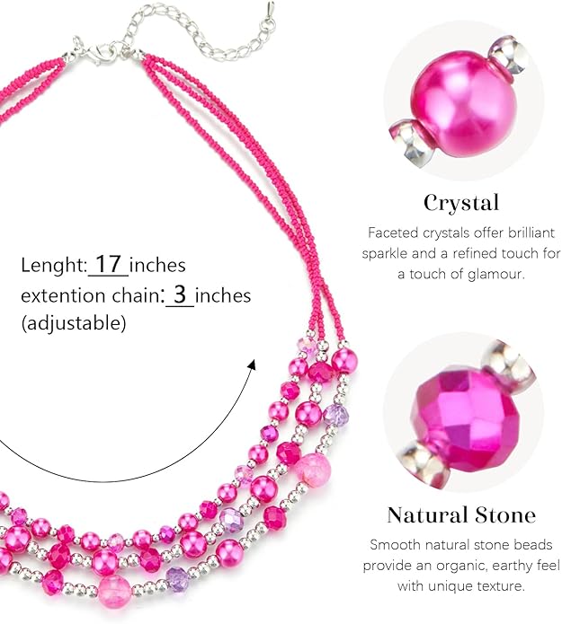 Noessla Beaded Statement Necklaces for Women Layered Chunky Bead Necklace Fashion Costume Jewelry Gifts for Mom