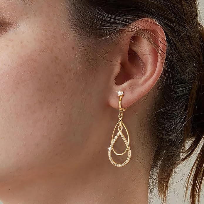 Clip on Earrings for Women Statement Drop Dangle Earrings for Women Jewelry Hypoallergenic Trendy 14K Gold/Silver Plated Earring Non Pierced Earring Jewelry Gifts Wedding Party Fashion Trendy Jewelry Gifts
