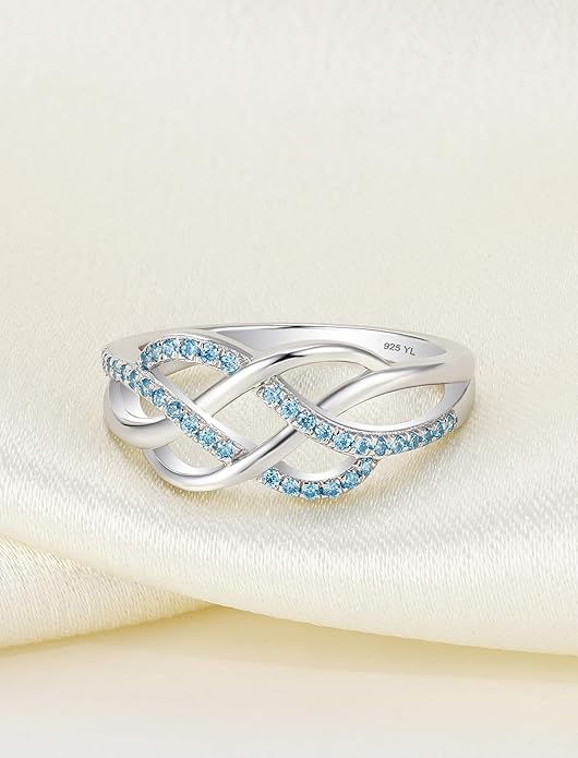 YL Celtic Knot Rings 925 Sterling Silver Twisted Knot Ring Birthstone Infinity Statement Jewelry for Women-size5