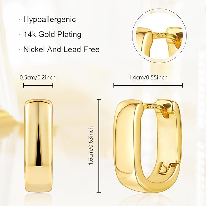 925 Sterling Silver Earrings Small Chunky Silver Earrings for Women Trendy Small Hoop Earrings Silver Hypoallergenic Earrings Small Thick Huggie Hoops Earrings for Jewelry Gifts