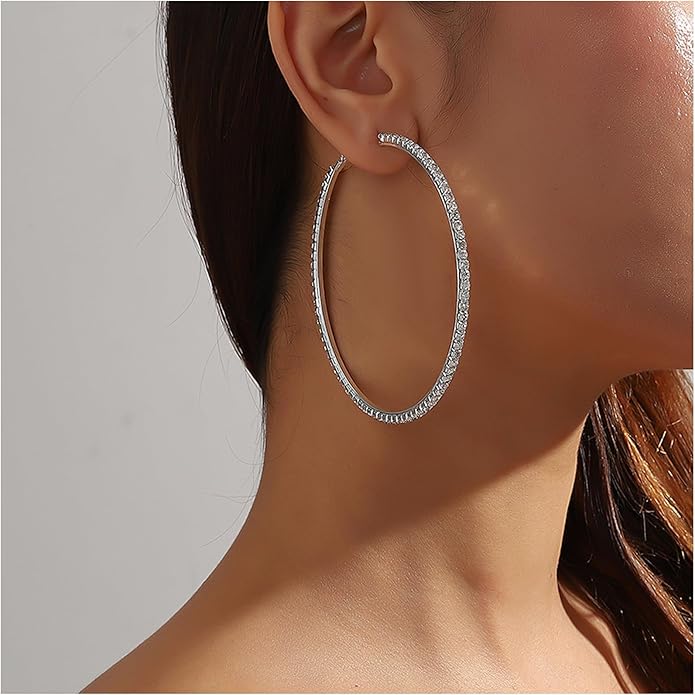 Tennis Necklace Bracelet for Women, Dainty Sterling Sliver Choker Necklace Crystal Link Bracelet Stud Earrings for Women Wedding Jewelry for Bride Jewelry Set Accessories