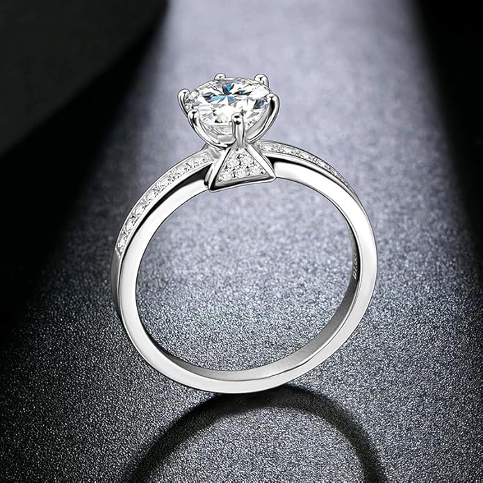 S925 Sterling Silver Ornate 2 Carat Natural Diamond Engagement Ring | D-color VVS2 Excellent Cut Radiance | Chic Jewelry for Daily Elegance
