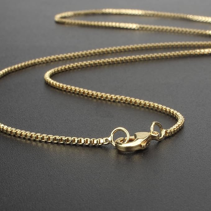 ALEXCRAFT Wholesale 6PCS 14K Gold Plated Brass Box Chain Necklace Bulk for Jewelry Making (20 inch)