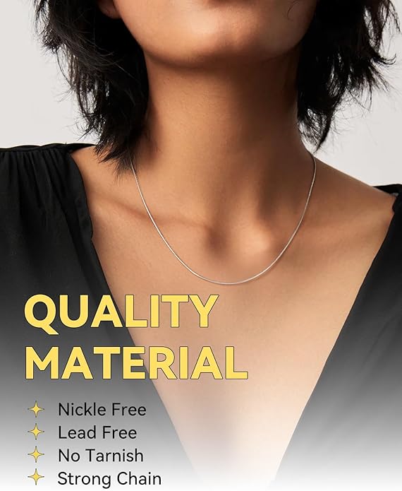 ChainsHouse Snake Chain Necklace for Women 1.2mm, 14-30" Adjustable with 5cm Extender for Pendants Lockets, Rose Gold/Stainless Steel/Black/14K Gold Hypoallergenic Dainty Jewelry Gift