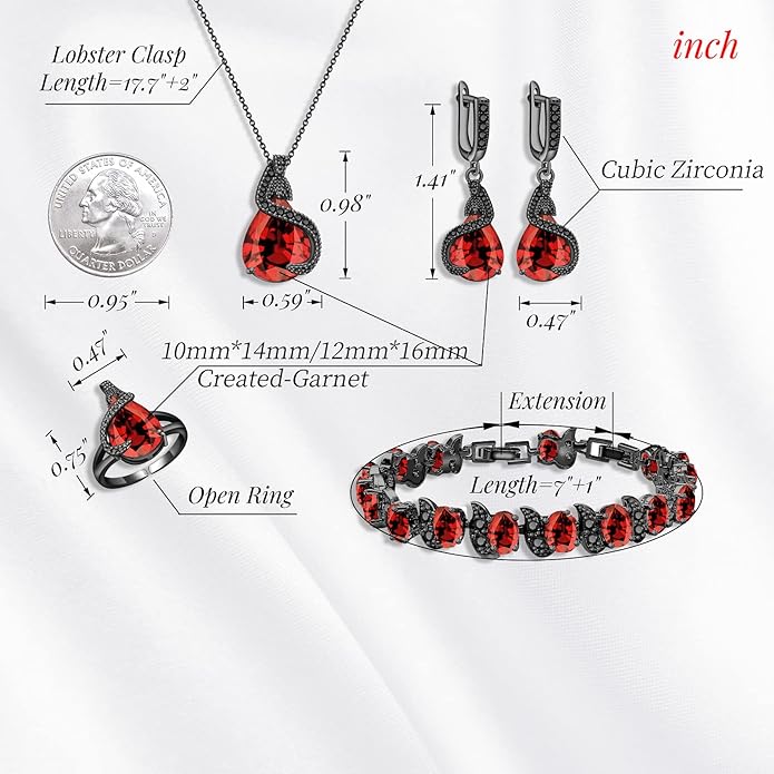 GZWHD Jewelry Set for Women Water Drop Cubic Zirconia Artificial Crystal Earrings Pendant Necklace Open Ring Tennis Bracelet Wedding Anniversary Birthday Engagement Gift for Bridesmaid Wife Girlfriend Friend