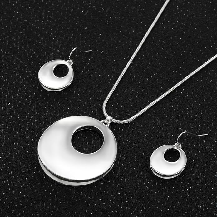 Madison Tyler Gold Plated Jewelry Set for Women | Silver Teardrop Pendant Necklace Trendy | Long Necklace with Snake Chain | Fashion Dangle Earring Set