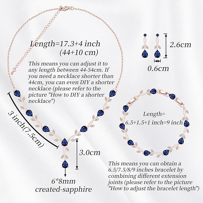 GZWHD Wedding Jewelry Sets for Bride Bridesmaid Women Cubic Zirconia Necklace Earrings Bracelet Set Gift for Mother Friend Wife Daughter Sister Party Prom Jewelry