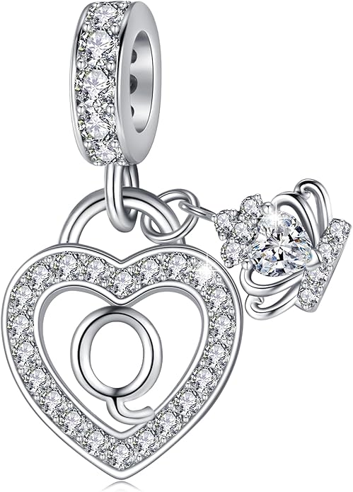 Letter Charms for Charms Bracelet: Silver Heart Alphabet Initial Dangle Charms Bead for Bracelets and Necklaces, Birthday Mother's Day Christmas Jewelry Gifts For Women