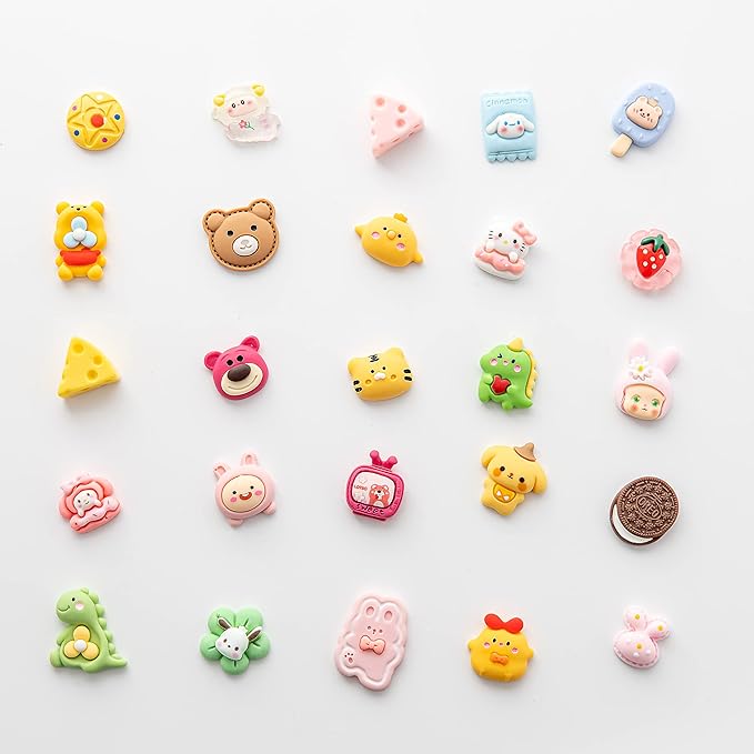 Slime Charms Cartoons Charms Cute Set - Mixed Lot Assorted Cartoons Kawaii Charms Resin Flatback Cute Sets for DIY Crafts Making,Decorations,Scrapbooking,Embellishments,Hair Clip 80pcs