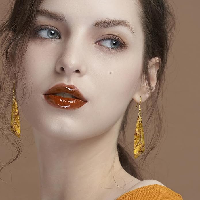 SELOVO Jasper Stone Earrings for Women Trendy Dangle Earrings Fishhook Drop Earrings