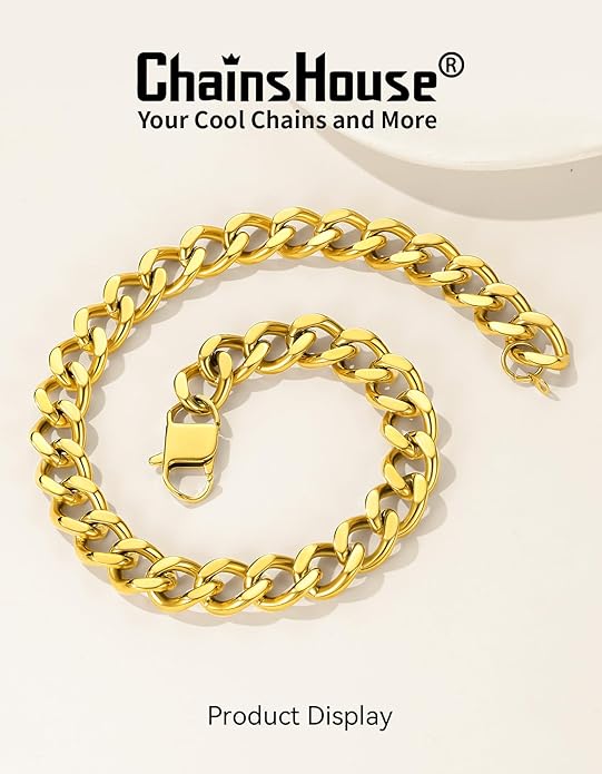 ChainsHouse Cuban Link Chain for Women Chunky Gold Necklace Stainless Steel/Gold Plated Choker Necklaces for Women, 12/16/20 mm Width Thick Chain Choker Punk Hip-Hop Jewelry,18-20"