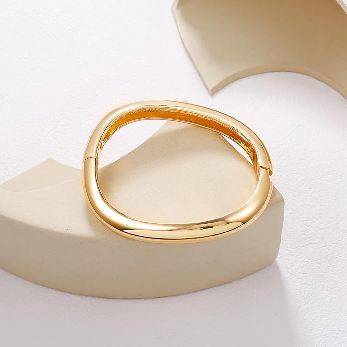 Elegance 11 designs Gold Plated Cuff Bangle Bracelets For Women Set Chunky Trendy Hinged Irregular Cuff Open Wide Gold Bracelet Minimalist Jewelry Gift 2pcs