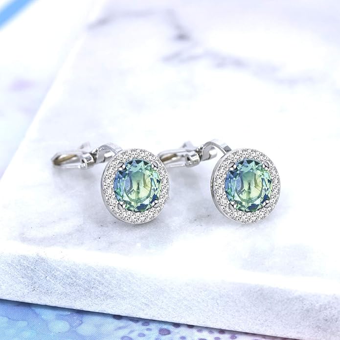 YOQUCOL 8MM Cubic Zirconia Crystal Clip On Stud Earrings Round Non Pierced Earrings for Women